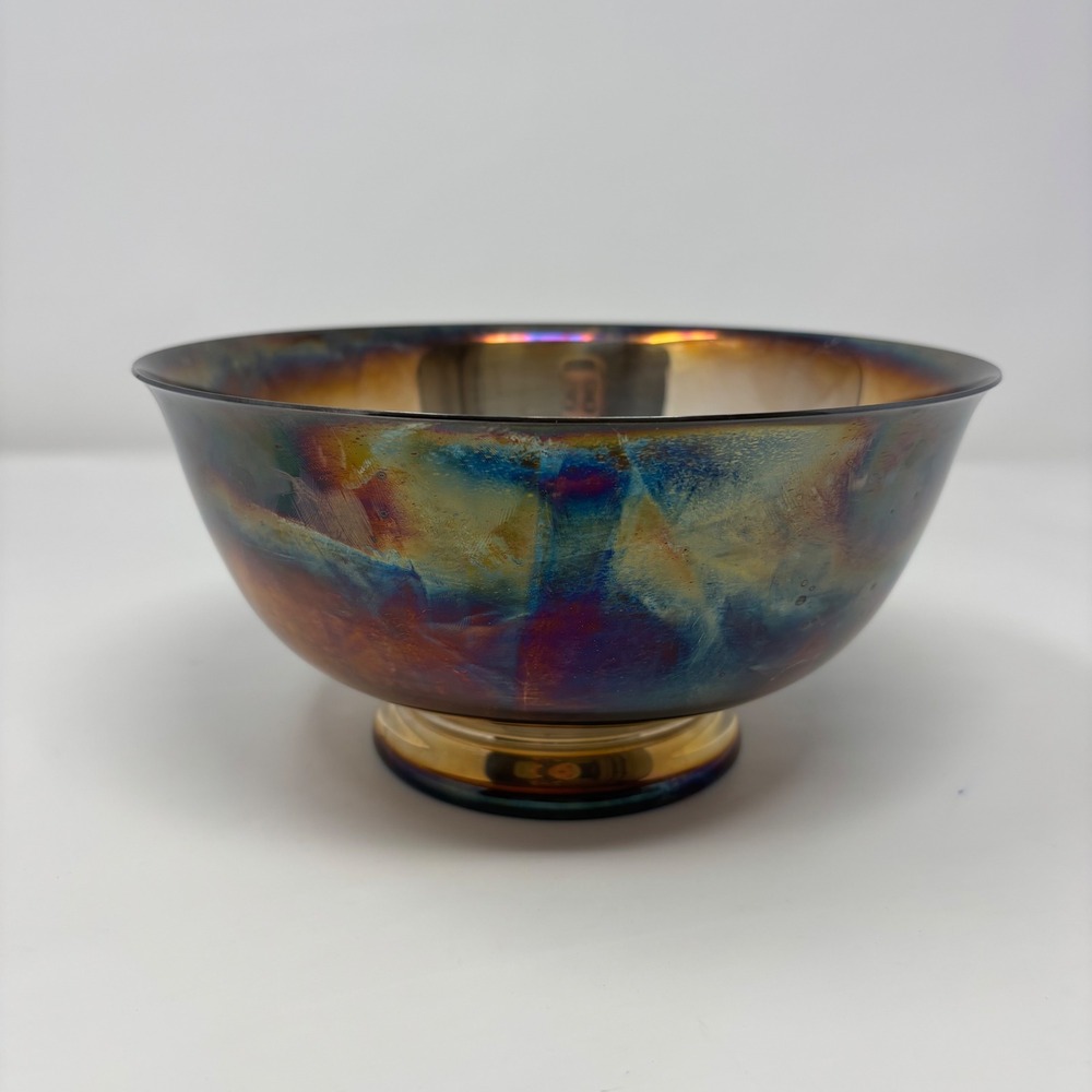 VTG Reed & Barton 104 Silver Plate Iridescent Patina Revere Bowl 8" Footed